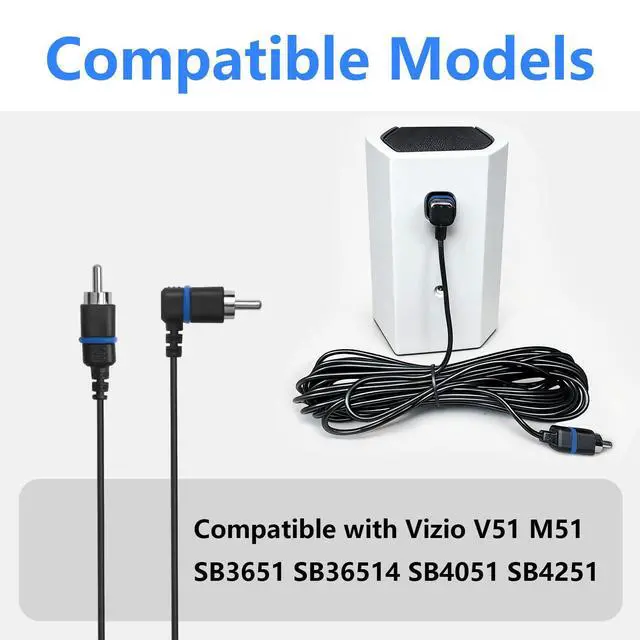 Alt view image 4 of 7 - 26.2ft Wireless Extension Cord, Blue Exact-Fit Surround Satellite Speaker Replacement Wires Compatible with Vizio V51 M51 SB3651 SB36514 SB4051 SB4251