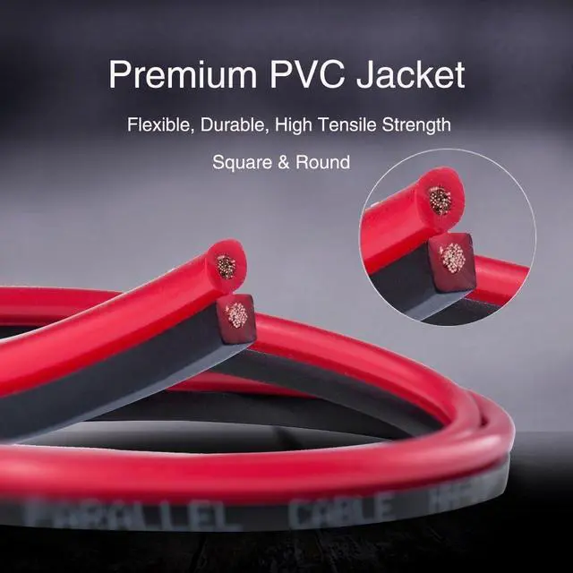 Alt view image 3 of 7 - 100FT 18 AWG Gauge 2 Conductor Stranded Red Black Car Home Stereo Speaker Audio Cable Electrical Hookup Wire - 99.95% Oxygen Free Copper Wires