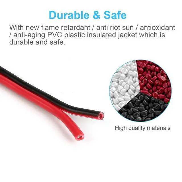 Alt view image 4 of 7 - 100FT 18 AWG Gauge 2 Conductor Stranded Red Black Car Home Stereo Speaker Audio Cable Electrical Hookup Wire - 99.95% Oxygen Free Copper Wires