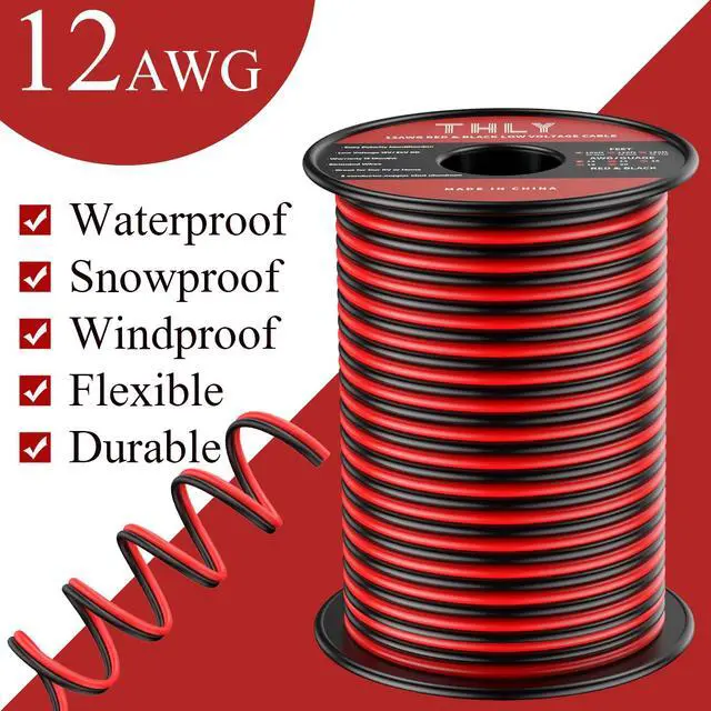 Alt view image 2 of 7 - 100FT 12 Gauge Wire, 2 Conductor Red & Black Electrical Cable, 12 AWG Ultra Flexible Low Voltage Automotive Wire for 12V LED Lighting, Car, Speaker, Marine, Lamp, Landscape