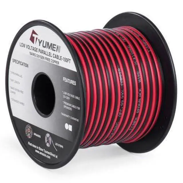 Alt view image 2 of 7 - 100FT 18 AWG Gauge 2 Conductor Stranded Red Black Car Home Stereo Speaker Audio Cable Electrical Hookup Wire - 99.95% Oxygen Free Copper Wires