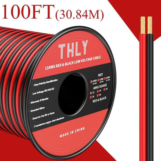 Alt view image 3 of 7 - 100FT 12 Gauge Wire, 2 Conductor Red & Black Electrical Cable, 12 AWG Ultra Flexible Low Voltage Automotive Wire for 12V LED Lighting, Car, Speaker, Marine, Lamp, Landscape