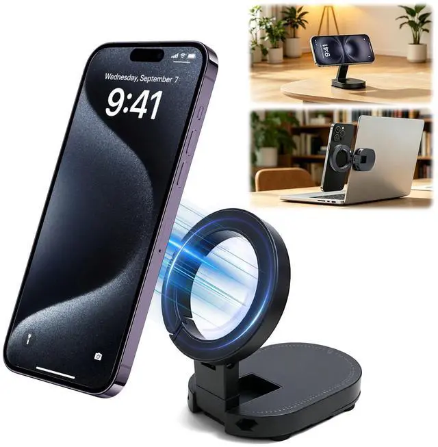 Main image of 3-in-1 Magnetic Phone Holder with Suction Cup,Foldable & 360° Rotatable Magnetic Phone Mount for Car Dashboard, Suction Cup Phone Mount,Strong Magnetic Phone Stand for Desk, Gym, Kitchen, Desk