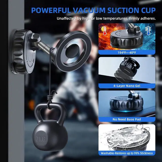 Alt view image 5 of 7 - Ultra Strong Magnetic Car Phone Holder - 360° Adjustable Vacuum Suction Cup Foldable Phone Mount for MagSafe, Compatible with iPhone, Android, and All Smartphones - for Car/Gym/Kitchen