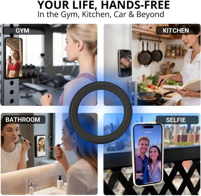 Alt view image 5 of 7 - 2X Stronger for MagSafe Sticker, Magnetic Phone Mount, Magnets for Back of Phone, Sticky Base for PopSocket Kindle, Compatible with Most Case & All Phones (2, Black)