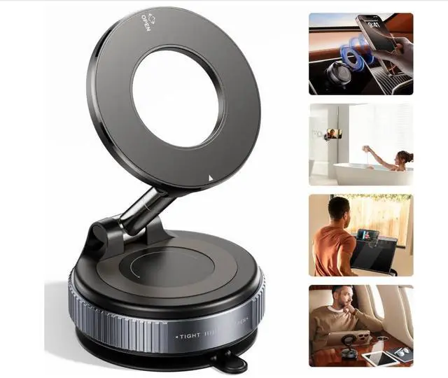 Alt view image 5 of 5 - 2026 Upgraded Vacuum Magnetic Car Phone Holder 360° Reinforced 96LBS Ultra Suction Cup Phone Mount for MagSafe Cell Phone Holders for Your Car/Gym/Mirror Mount for iPhone & Android