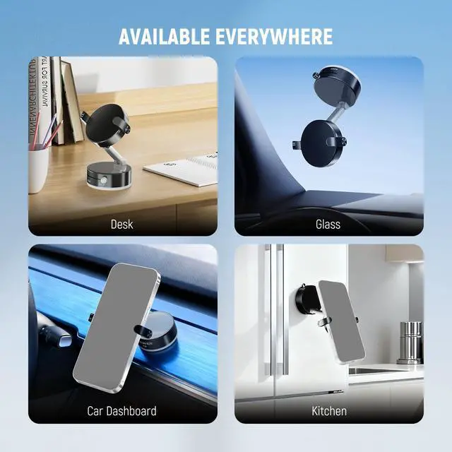 Alt view image 5 of 7 - ENTRY LEVEL VERSION Magnetic Cell Phone Holder Mount Stand Foldable with Vacuum Suction Cup for Your Car Windshield Dash Gym, 360 Rotating Compatible with MagSafe iPhone for Video Recording, A9