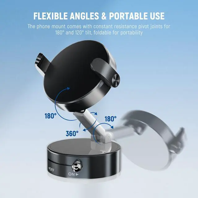 Alt view image 6 of 7 - ENTRY LEVEL VERSION Magnetic Cell Phone Holder Mount Stand Foldable with Vacuum Suction Cup for Your Car Windshield Dash Gym, 360 Rotating Compatible with MagSafe iPhone for Video Recording, A9