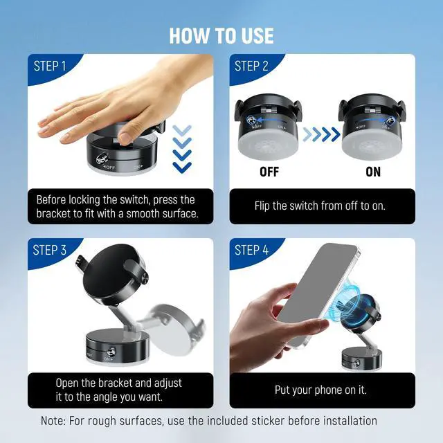 Alt view image 7 of 7 - ENTRY LEVEL VERSION Magnetic Cell Phone Holder Mount Stand Foldable with Vacuum Suction Cup for Your Car Windshield Dash Gym, 360 Rotating Compatible with MagSafe iPhone for Video Recording, A9