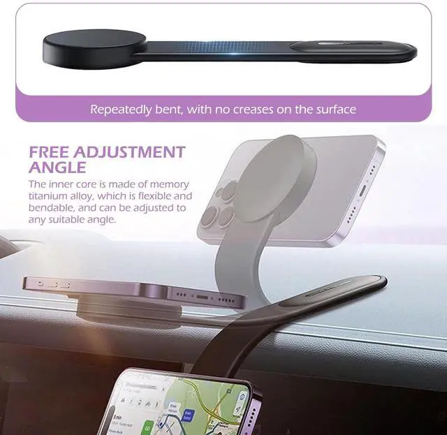 Alt view image 3 of 7 - Mobile Phone Holder, Adsorption Type Flexible Bending Navigation Bracket, Horizontal and Vertical Placement One-Handed Portable Holder, for Most Mobile Phones (Black)