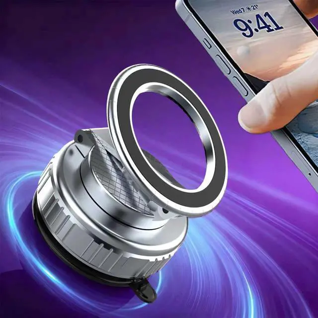 Main image of Magnetic Vacuum Car Phone Holder with Strong Suction Cup 360° Adjustable Foldable Phone Mount Portable Phone Holders for Your Car/Gym/Mirror Mount for iPhone & Android