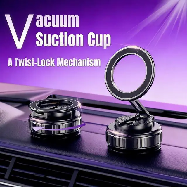Alt view image 2 of 7 - Magnetic Vacuum Car Phone Holder with Strong Suction Cup 360° Adjustable Foldable Phone Mount Portable Phone Holders for Your Car/Gym/Mirror Mount for iPhone & Android