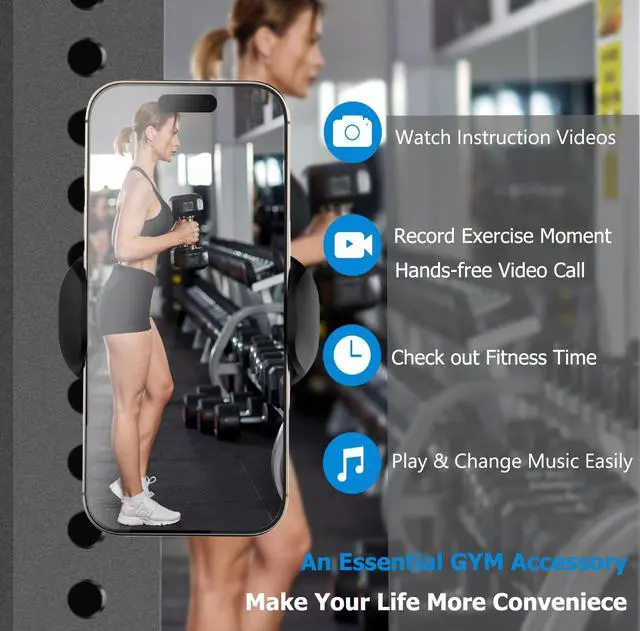 Alt view image 4 of 7 - Gym Magnetic Phone HolderStrong Magnets 360 Adjustable Magnetic Phone Mount, Phone Tripod Holder Gym Accessories for Women Men Workout Essentials for 4-7" Smartphones