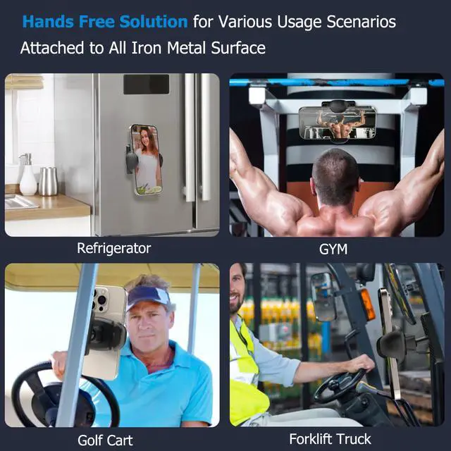 Alt view image 6 of 7 - Gym Magnetic Phone HolderStrong Magnets 360 Adjustable Magnetic Phone Mount, Phone Tripod Holder Gym Accessories for Women Men Workout Essentials for 4-7" Smartphones