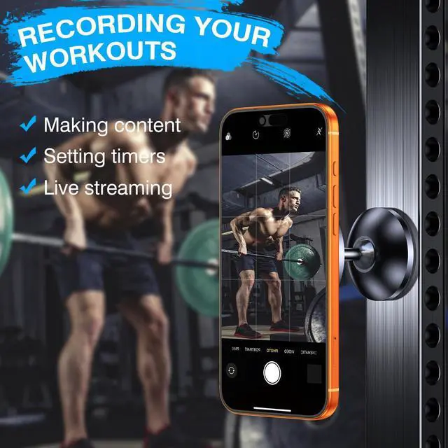 Alt view image 2 of 7 - Gym Magnetic Phone Holder Mount for MagSafeAll MetalDual Magnetic Phone Holder for Gym Accessories Attach to Metal Surface, Gym Phone Holder Magnet for iPhone 16 15 14 13 Pro Max Gift for Men Women