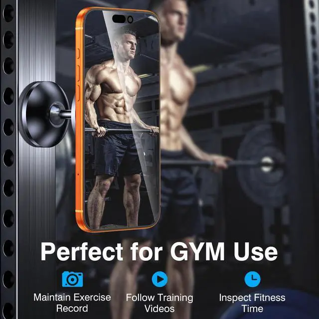Alt view image 3 of 7 - Gym Magnetic Phone Holder Mount for MagSafeAll MetalDual Magnetic Phone Holder for Gym Accessories Attach to Metal Surface, Gym Phone Holder Magnet for iPhone 16 15 14 13 Pro Max Gift for Men Women