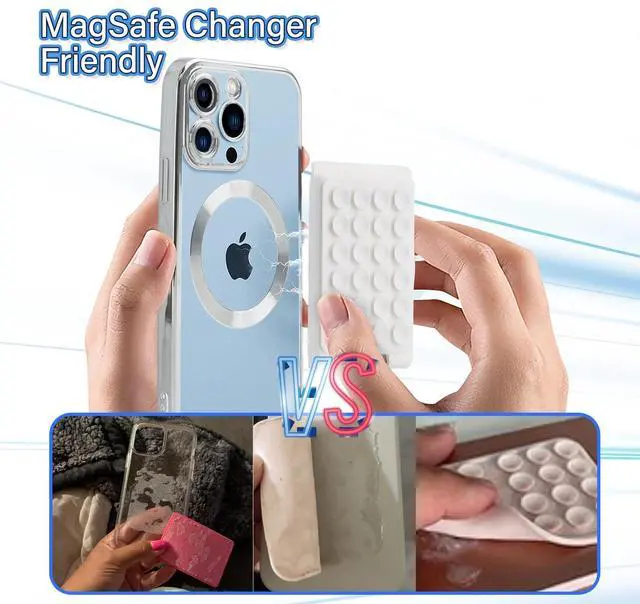 Alt view image 2 of 7 - Magnetic Suction Phone Card Holder Mount for MagSafe Wallet, Compatible with iPhone MagSafe Phone Case, Hands-Free Mirror Shower Phone Holder Accessory for TikTok Videos and Selfies, Black