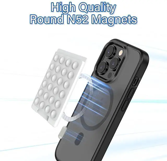 Alt view image 3 of 7 - Magnetic Suction Phone Card Holder Mount for MagSafe Wallet, Compatible with iPhone MagSafe Phone Case, Hands-Free Mirror Shower Phone Holder Accessory for TikTok Videos and Selfies, Black