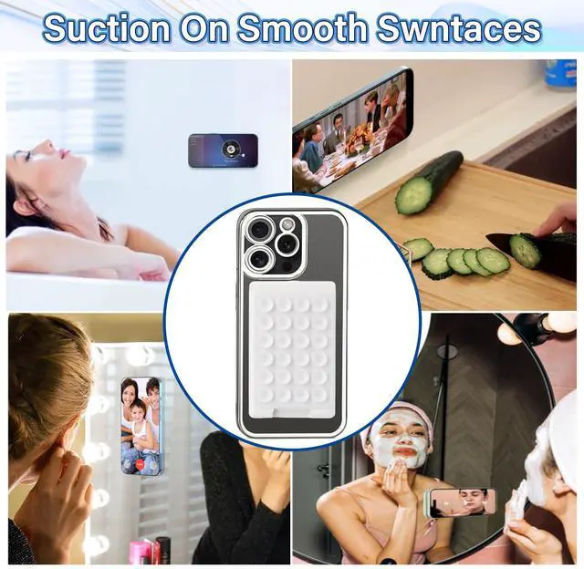 Alt view image 4 of 7 - Magnetic Suction Phone Card Holder Mount for MagSafe Wallet, Compatible with iPhone MagSafe Phone Case, Hands-Free Mirror Shower Phone Holder Accessory for TikTok Videos and Selfies, Black