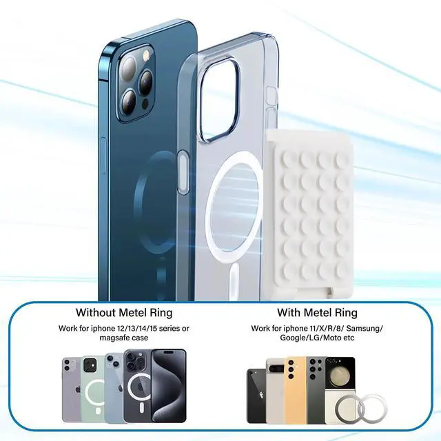 Alt view image 5 of 7 - Magnetic Suction Phone Card Holder Mount for MagSafe Wallet, Compatible with iPhone MagSafe Phone Case, Hands-Free Mirror Shower Phone Holder Accessory for TikTok Videos and Selfies, Black
