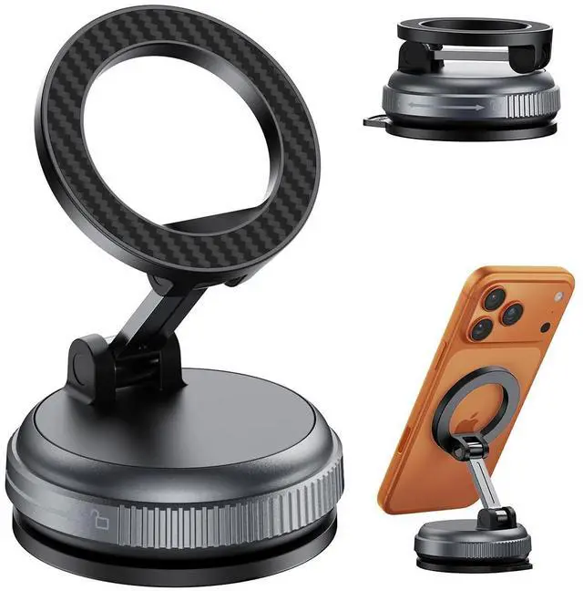 Main image of Simple is Beauty Upgraded Nano Gel Vacuum Magnetic Phone Holder,360°Rotation and Foldable Suction Phone Holder for Your Car,Compatible with iPhone17/16/15/14/13/12 and All Smartphones
