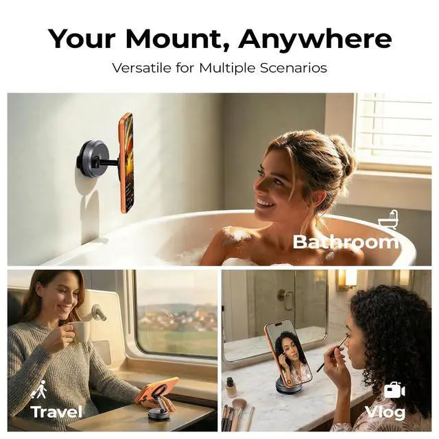 Alt view image 7 of 7 - Simple is Beauty Upgraded Nano Gel Vacuum Magnetic Phone Holder,360°Rotation and Foldable Suction Phone Holder for Your Car,Compatible with iPhone17/16/15/14/13/12 and All Smartphones