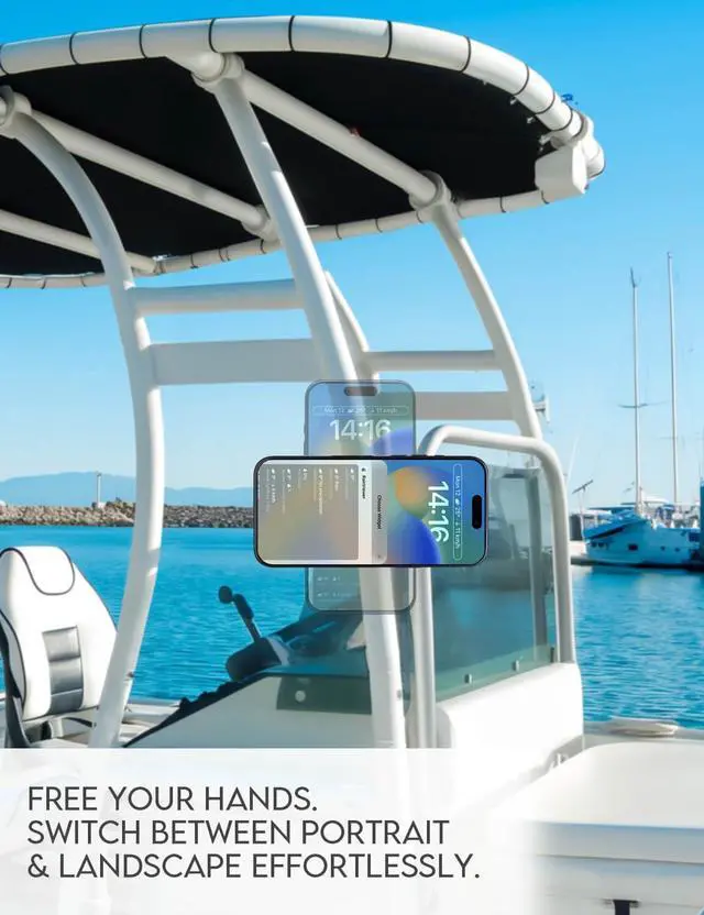 Alt view image 2 of 7 - Magnetic Phone Mount for Outdoor Activities Compatible with Golf Carts, Yachts, Strollers, and More | Adjustable Silicone Strap & Anti-Slip Design