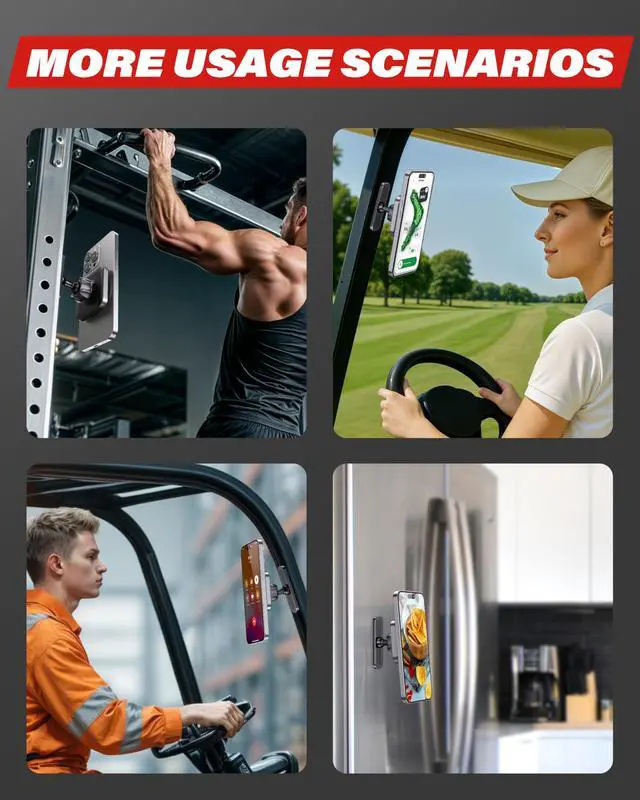 Alt view image 7 of 7 - Magnetic Phone Holder for Gym, Aluminum Alloy Base Attach to Metal & Non-Metal Surfaces, Gym Phone Mount for MagSafe iPhone 12-17 Series, Ideal Gym Essentials for Workouts Recording