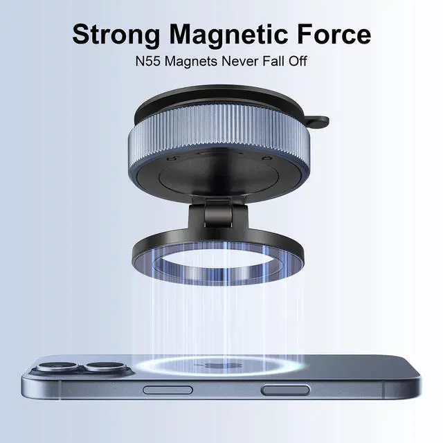 Alt view image 3 of 7 - Vacuum Magnetic Suction Phone Holder360° Adjustable Magnetic Car Phone Holder ,Foldable and Retractable Hands-Free Suction Cup Phone ,Phone Holders for Your Car/Gym/Mirror Mount for iPhone & Android