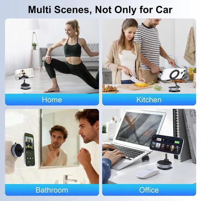 Alt view image 7 of 7 - Vacuum Magnetic Suction Phone Holder360° Adjustable Magnetic Car Phone Holder ,Foldable and Retractable Hands-Free Suction Cup Phone ,Phone Holders for Your Car/Gym/Mirror Mount for iPhone & Android