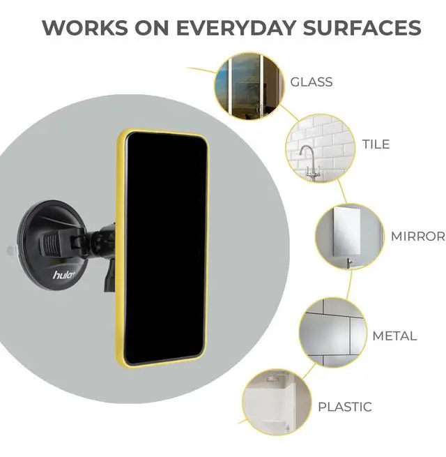 Alt view image 7 of 7 - Magnet Phone Holder Reusable Stand, Portable Mount for Shower Mirror Kitchen Window & Bathroom Compatible with All Phones, Ideal for Content, TikTok, Instagram, Movies & Music