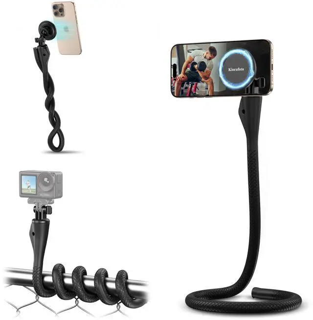 Main image of 29.5'' Magnetic Flexible Gooseneck Phone Mount Holder for iPhone 17 16 15 Pro Max & Action Camera,Long Arm Bendable Selfie Stick Cell Phone Stand with 1/4"20 for Stroller Treadmill Gym Shopping Cart