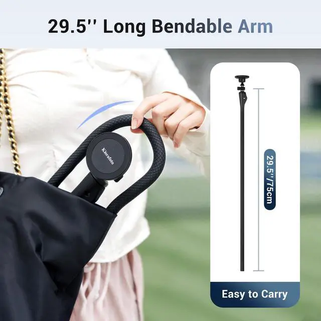 Alt view image 6 of 7 - 29.5'' Magnetic Flexible Gooseneck Phone Mount Holder for iPhone 17 16 15 Pro Max & Action Camera,Long Arm Bendable Selfie Stick Cell Phone Stand with 1/4"20 for Stroller Treadmill Gym Shopping Cart