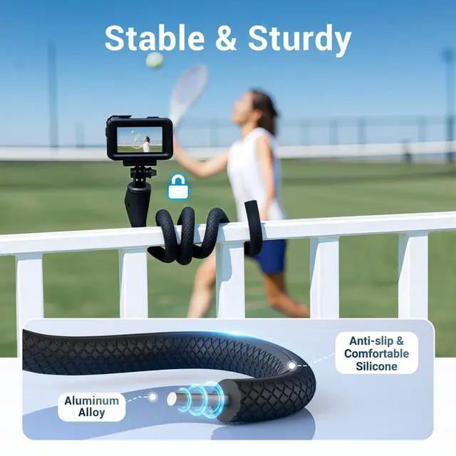 Alt view image 7 of 7 - 29.5'' Magnetic Flexible Gooseneck Phone Mount Holder for iPhone 17 16 15 Pro Max & Action Camera,Long Arm Bendable Selfie Stick Cell Phone Stand with 1/4"20 for Stroller Treadmill Gym Shopping Cart