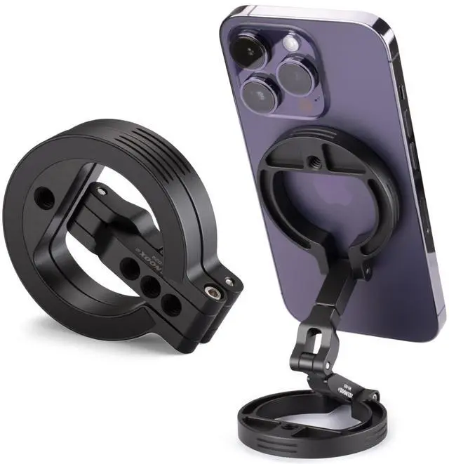 Main image of Double Magnetic Ring Phone Holder Attach to Any Iron Surface | 1/4" Screw Hole | Compatible with iPhone 17/16/15/14/13/12 Pro Max Series & Magnetic Cases (MS-02R)
