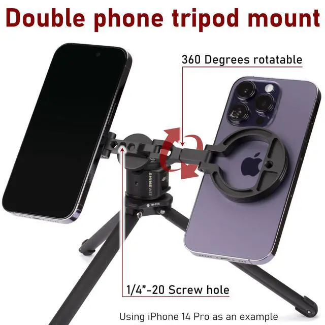 Alt view image 2 of 7 - Double Magnetic Ring Phone Holder Attach to Any Iron Surface | 1/4" Screw Hole | Compatible with iPhone 17/16/15/14/13/12 Pro Max Series & Magnetic Cases (MS-02R)