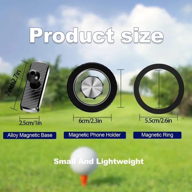 Alt view image 2 of 7 - Magnetic Phone Holder for Golf Cart, Car, Gym & Home Strong Magnet Mount with 360° Adjustable Rotation Anti-Slip Rubberized Base Compatible with iPhone & Android with Magnetic Ring Gifts for Golfers