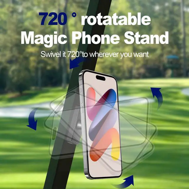 Alt view image 4 of 7 - Magnetic Phone Holder for Golf Cart, Car, Gym & Home Strong Magnet Mount with 360° Adjustable Rotation Anti-Slip Rubberized Base Compatible with iPhone & Android with Magnetic Ring Gifts for Golfers