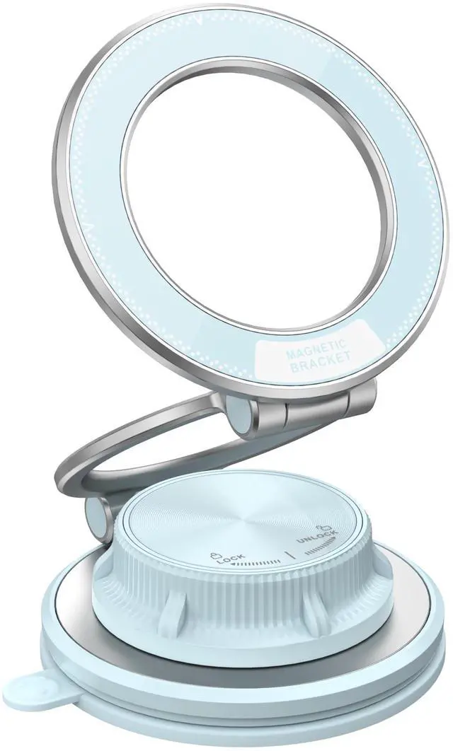 Main image of Magnetic Car Phone Holder, Suction Phone Mount for MagSafe, Compatible with iPhone 17 16 15 14 13 12 Series, Removable Hands-Free Selfies/Video for TikTok Influencer/Creator, Light Blue