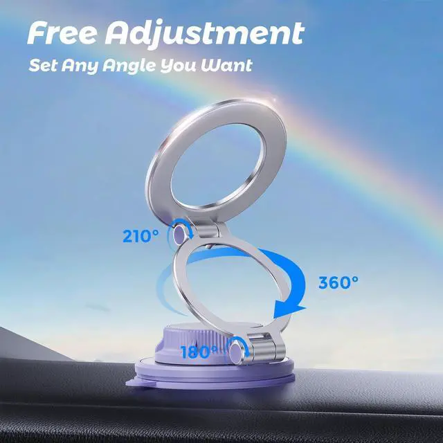Alt view image 5 of 7 - Magnetic Car Phone Holder, Suction Phone Mount for MagSafe, Compatible with iPhone 17 16 15 14 13 12 Series, Removable Hands-Free Selfies/Video for TikTok Influencer/Creator, Light Blue