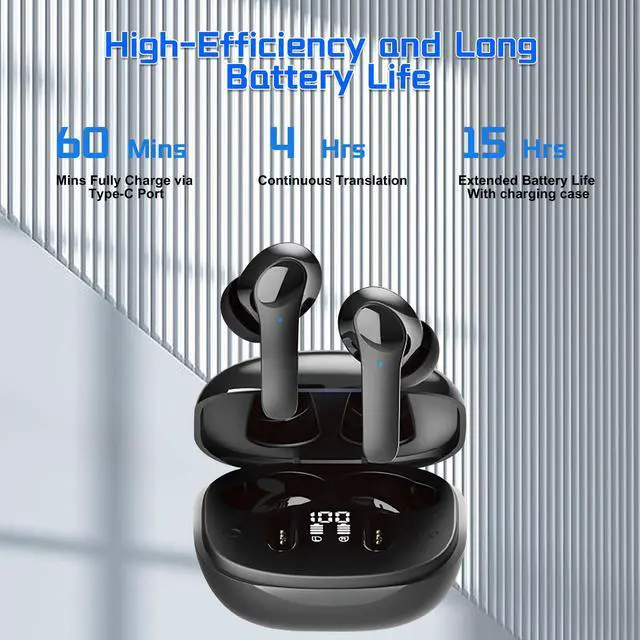 Alt view image 4 of 7 - Ai Translation Earbuds Real Time, JE 3-in-1 Language Translator Earbuds with 150 Languages& Accents, Electronic Foreign Language Translation Device for Travel Business LearningBlack