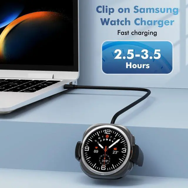 Alt view image 3 of 7 - Clip on Galaxy Watch Charger, Suitable for Samsung Galaxy Watch 8/8 Classic/7/Ultra/6/6 Classic/5 Pro/5/4/4 Classic/3 Active2/1, Replace Samsung smartwatch Fast Charging Cable (6FT)