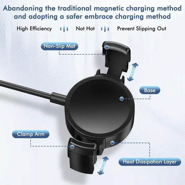 Alt view image 5 of 7 - Clip on Galaxy Watch Charger, Suitable for Samsung Galaxy Watch 8/8 Classic/7/Ultra/6/6 Classic/5 Pro/5/4/4 Classic/3 Active2/1, Replace Samsung smartwatch Fast Charging Cable (6FT)