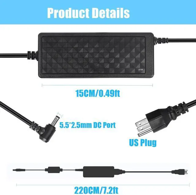 Alt view image 4 of 6 - 36V 4A 144W Power Supply, 100-240V AC to DC Adapter 36 Volt 4Amp, 5.5mm x 2.5mm DC Output Jack 36V AC Power Supply for 5050 3528 LED Strip Light LED Driver CCTV Security System