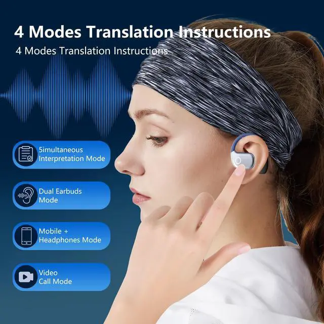 Alt view image 4 of 7 - AI Translation Earbuds,144 Language Real Time Translator Ear-Buds with APP Compatible with iPhone & Android,Wireless Headphones Translating Device for Travel and Learning - Black