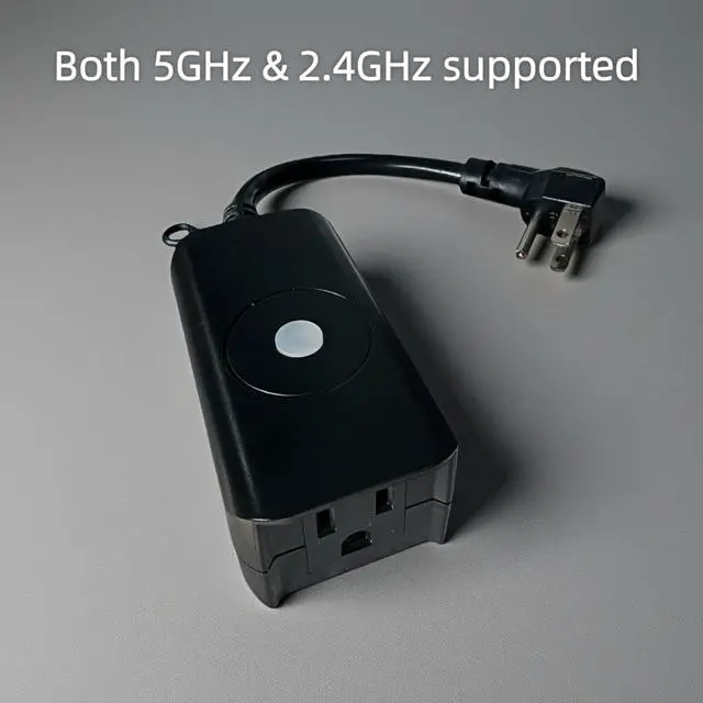 Alt view image 2 of 7 - 5GHz &2.4 GHz Outdoor Smart WiFi Plug Outlet,IP44,15 Amps,One Grounded Outlet, Wireless Remote, Alexa Smart Plugs and Google Home Assistant, ETL Listed,Black(1 Pack)