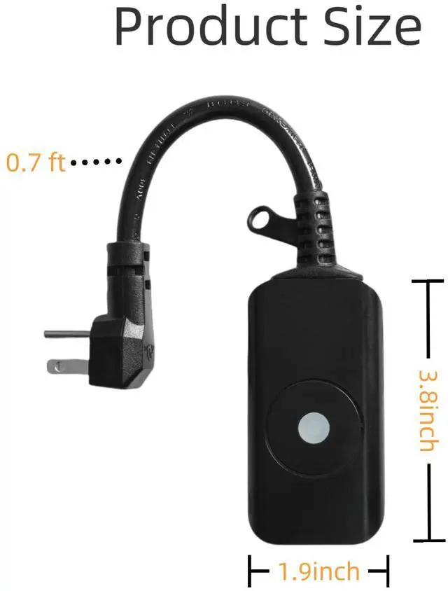 Alt view image 3 of 7 - 5GHz &2.4 GHz Outdoor Smart WiFi Plug Outlet,IP44,15 Amps,One Grounded Outlet, Wireless Remote, Alexa Smart Plugs and Google Home Assistant, ETL Listed,Black(1 Pack)
