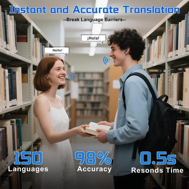 Alt view image 5 of 7 - Ai Translation Earbuds Real Time, JE 3-in-1 Language Translator Earbuds with 150 Languages& Accents, Electronic Foreign Language Translation Device for Travel Business LearningBlack