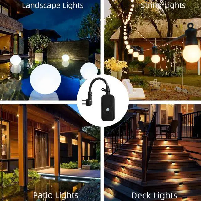 Alt view image 7 of 7 - 5GHz &2.4 GHz Outdoor Smart WiFi Plug Outlet,IP44,15 Amps,One Grounded Outlet, Wireless Remote, Alexa Smart Plugs and Google Home Assistant, ETL Listed,Black(1 Pack)