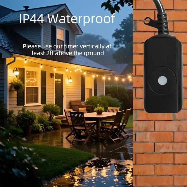 Alt view image 6 of 7 - 5GHz &2.4 GHz Outdoor Smart WiFi Plug Outlet,IP44,15 Amps,One Grounded Outlet, Wireless Remote, Alexa Smart Plugs and Google Home Assistant, ETL Listed,Black(1 Pack)